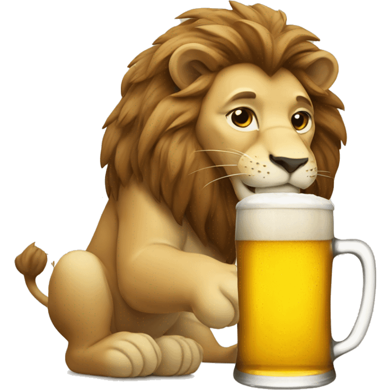 Lion drinking beer emoji