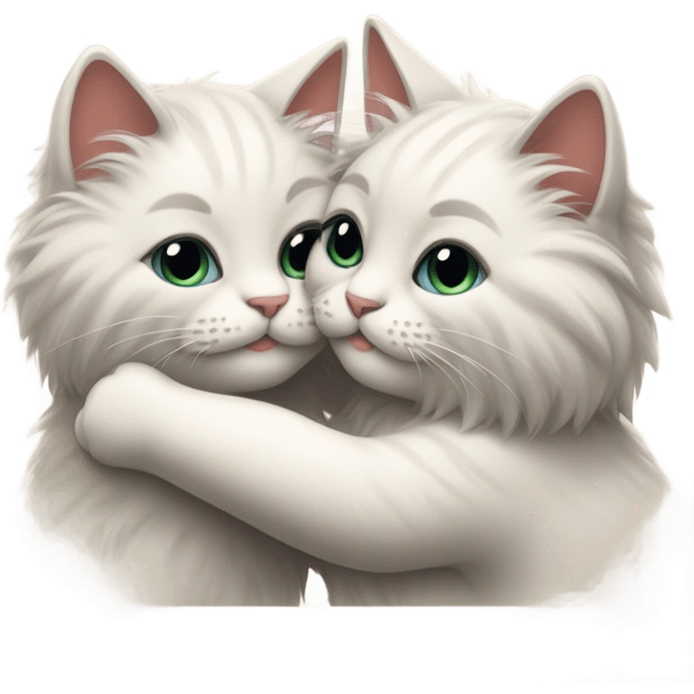 Romantic cat couple fluffy hugging  emoji