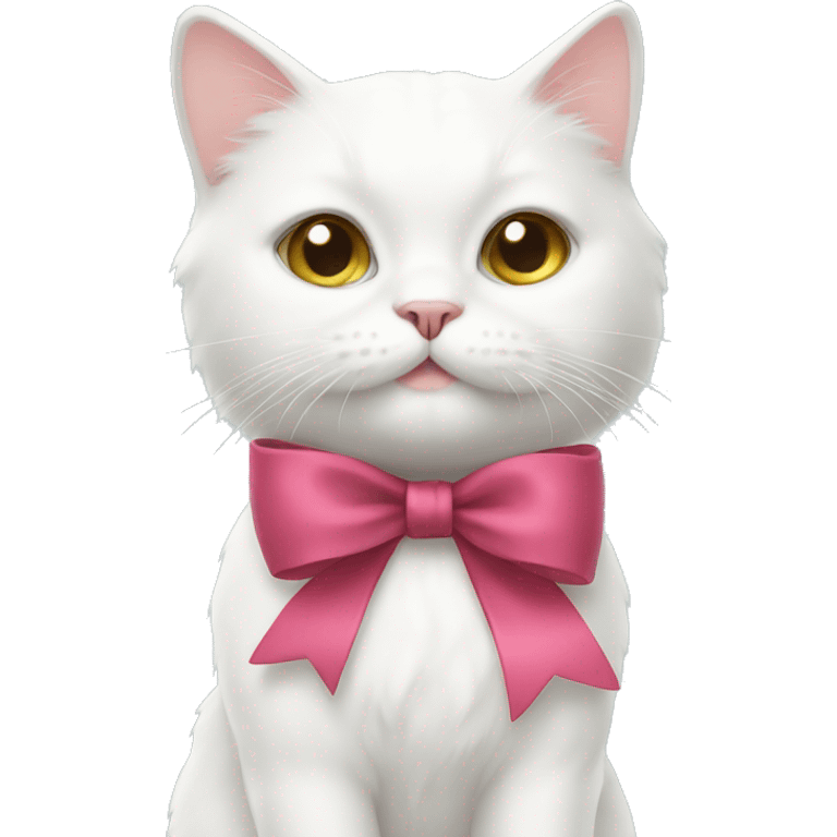 white cat with bow emoji