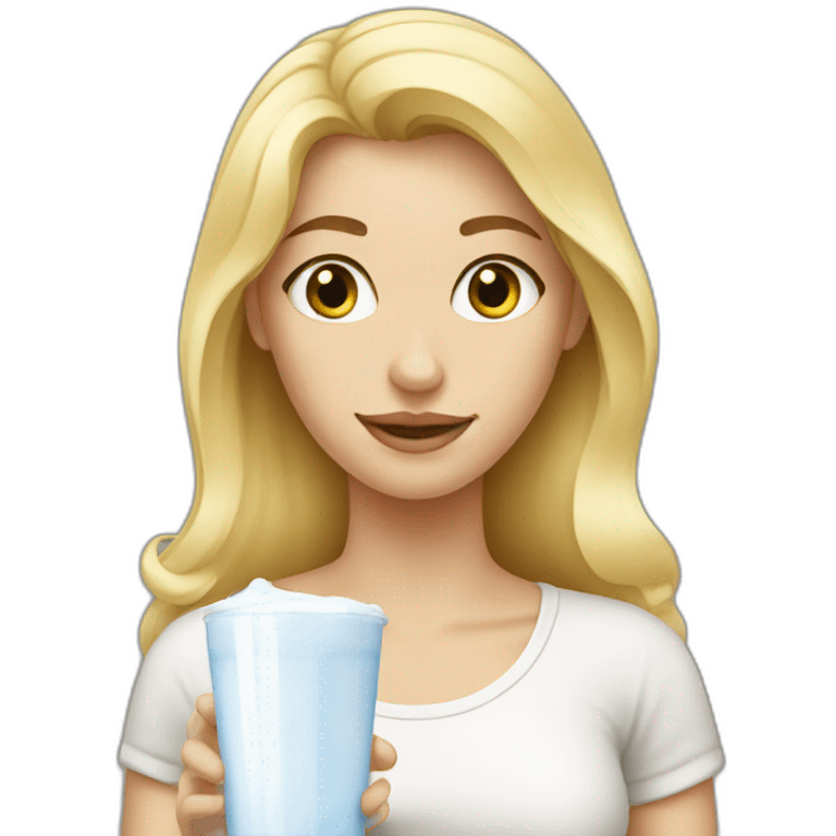 blonde woman with milk emoji