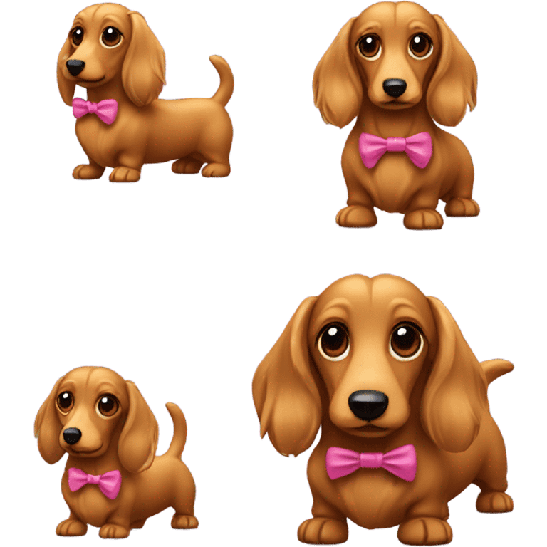 Mini long haired wiener dog with bows  emoji