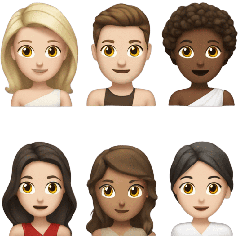 4 upset queens, merry christmas, white skin, one male, all brunettes  emoji