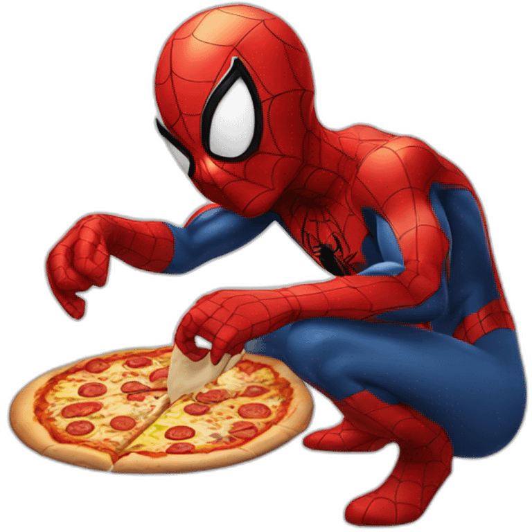 Spiderman qui mange une pizza emoji