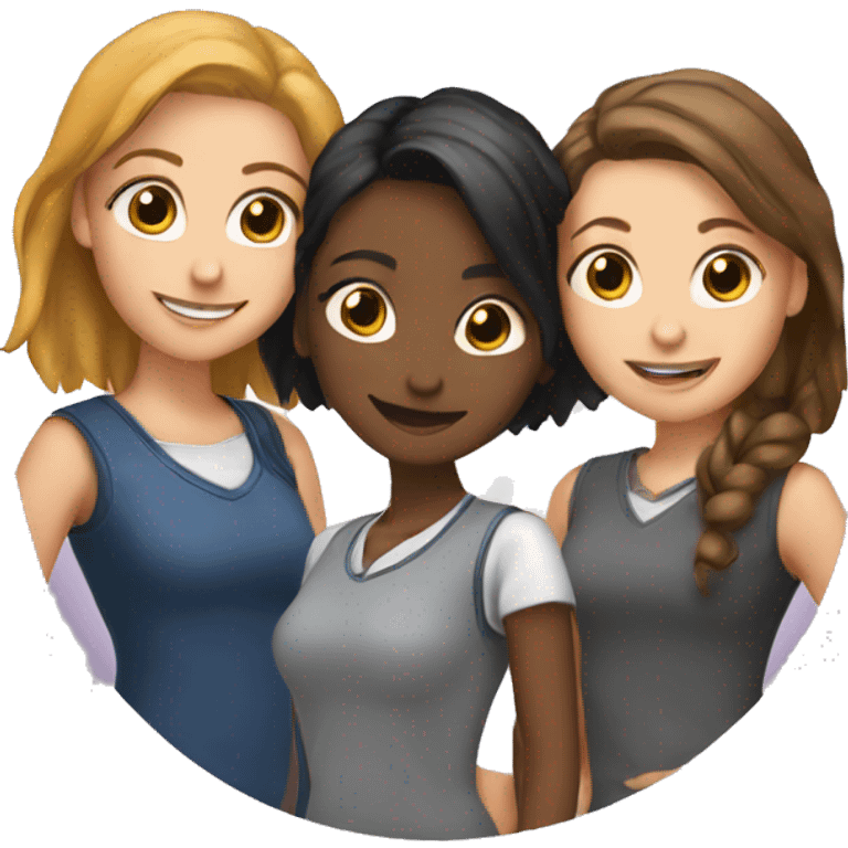 Three girl friends students  emoji