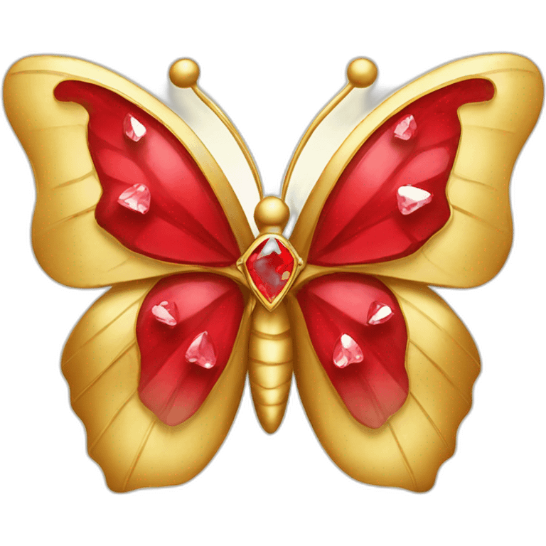 gold butterfly with red diamond hearts emoji