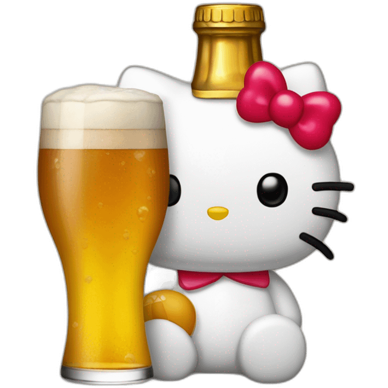 hello kitty avec une bière emoji