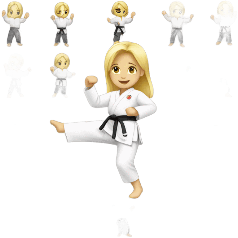 Little blonde girl doing jui jitsu emoji