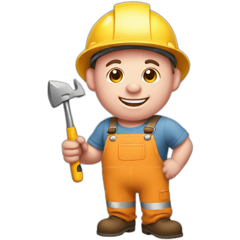 happy little piggy dressed like a builder holding a tool emoji