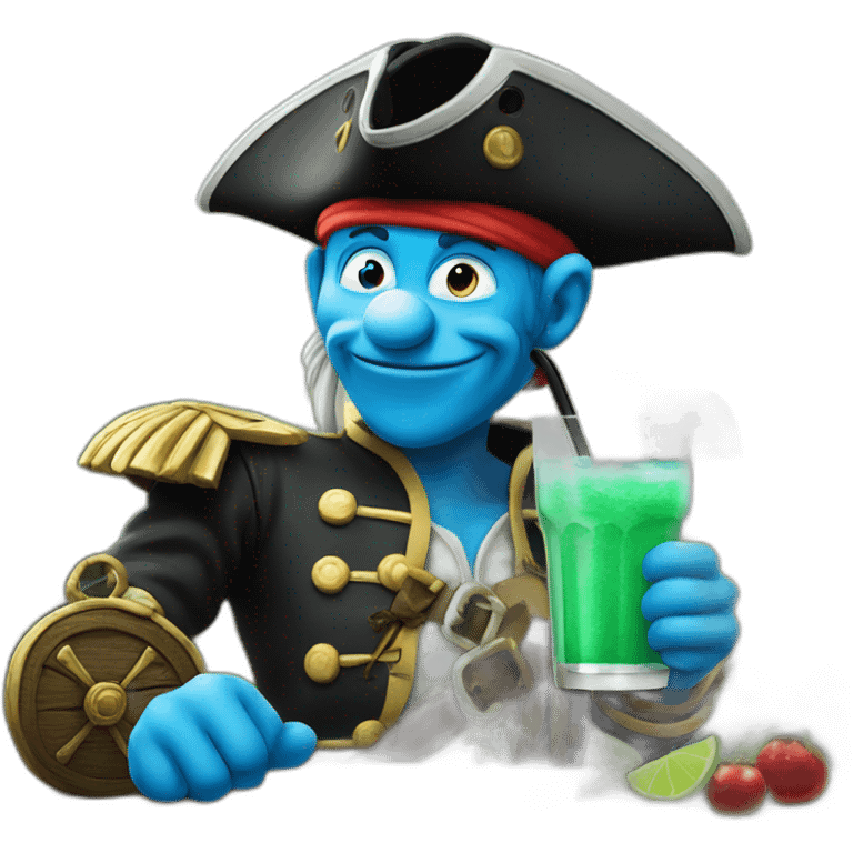 smurf pirate drinking mojito emoji