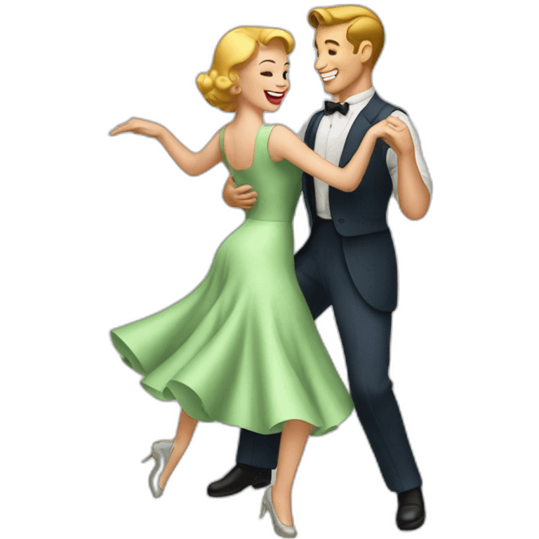 White couple dancing 50s emoji