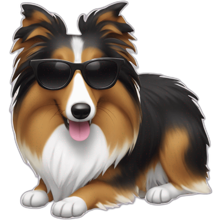 Sheltie with sunglasses emoji