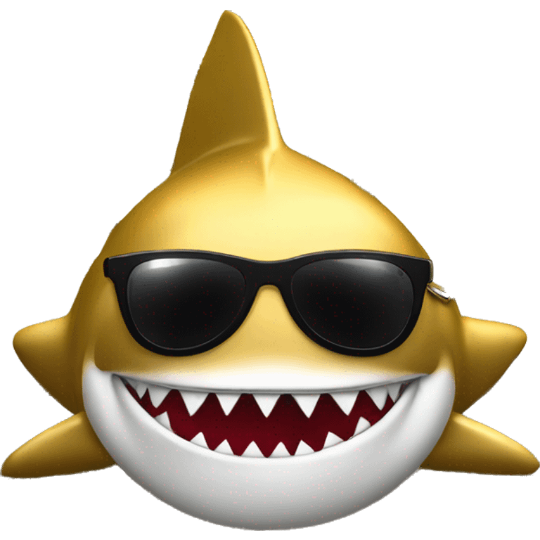 gold shark with cuban link and sunglasses surrounded by musical notes emoji