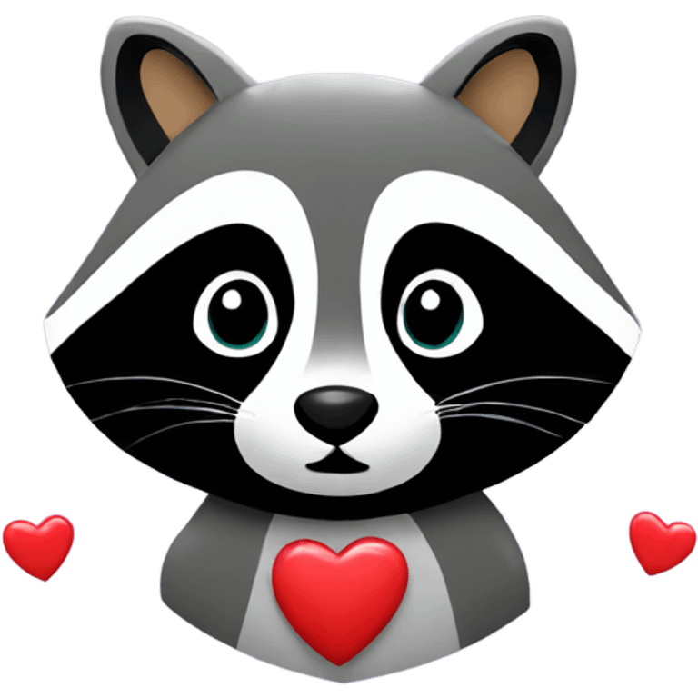 Raccoon with hearts all around it emoji