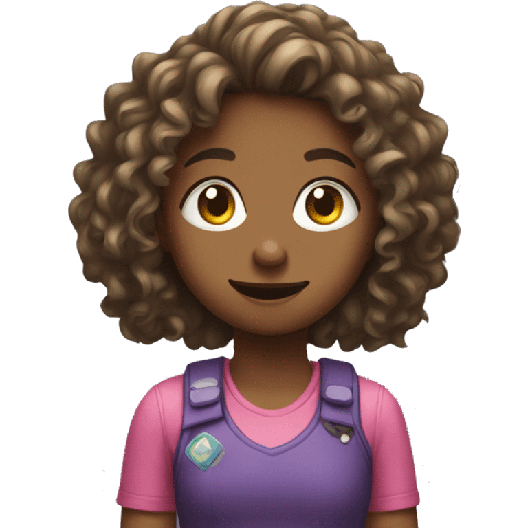 Girl with long curly hair playing a video game  emoji