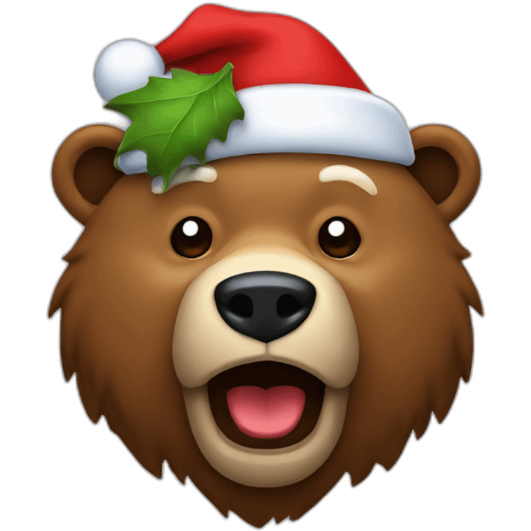 santa claus with hat as a grizzly head emoji