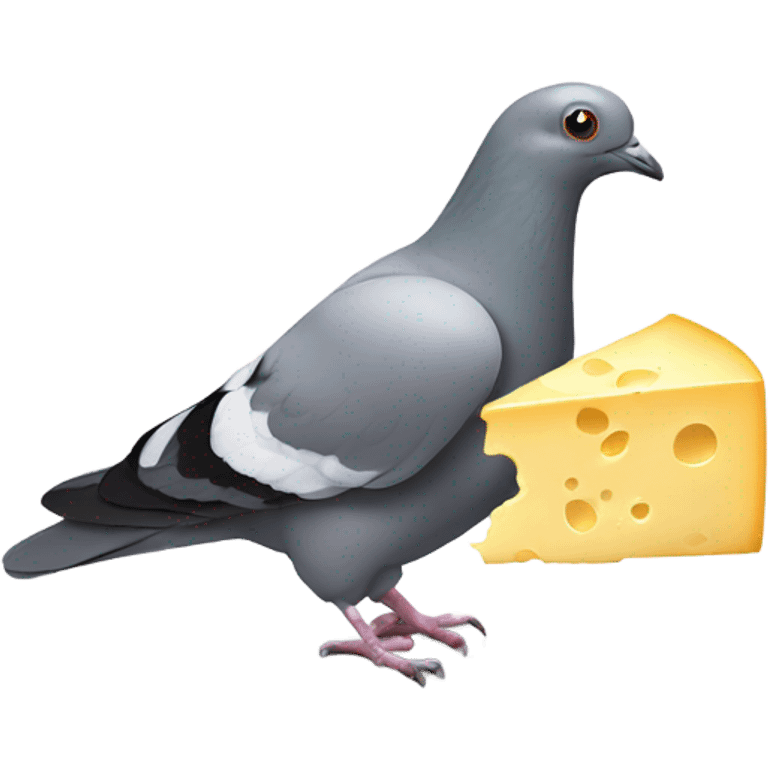 Pigeon eating cheese emoji