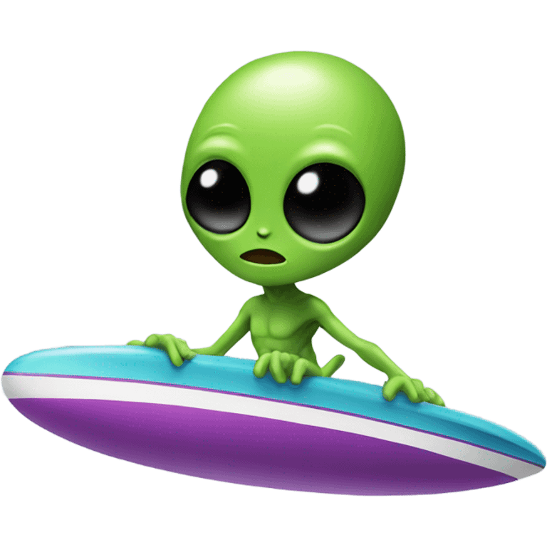 Alien surfing on UFO emoji