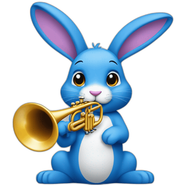 Un lapin bleu qui joue de la trompette emoji