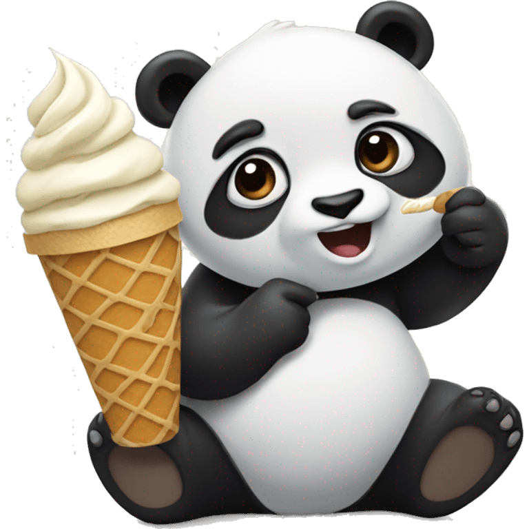 Panda eating ice cream emoji