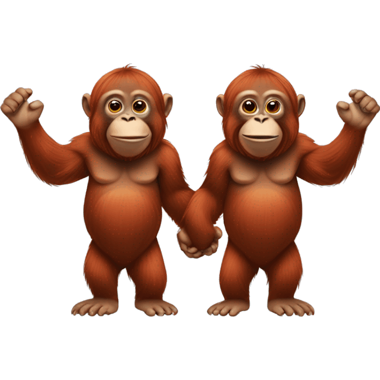 two orangutans holding hands emoji