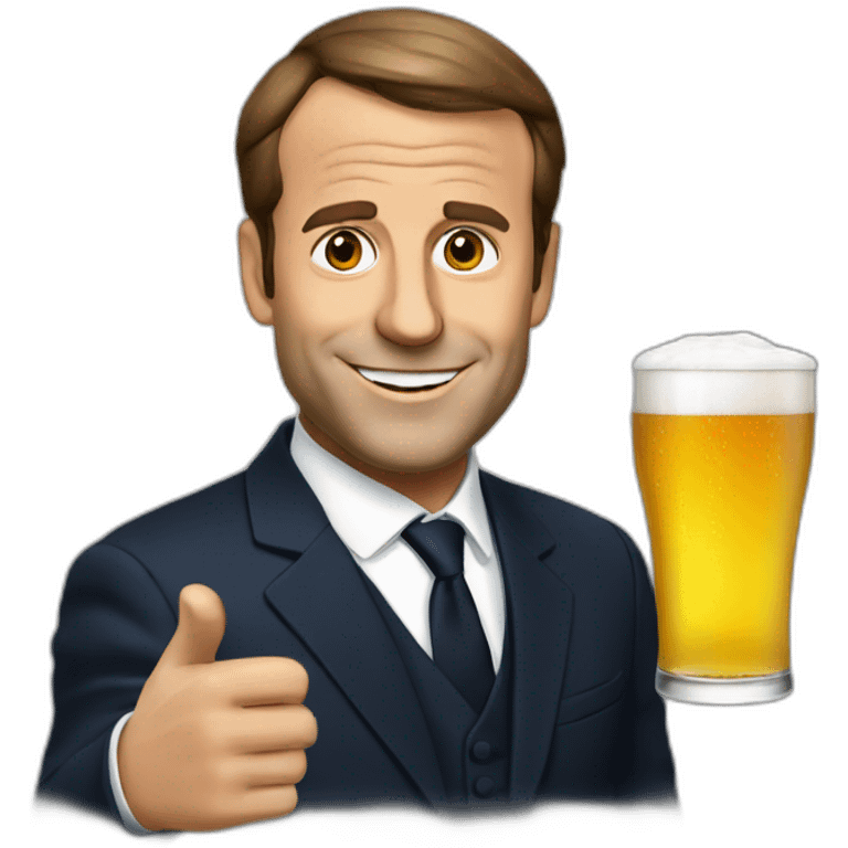 Macron drink beer emoji