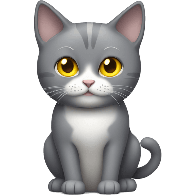 Gray cat with yellow eyes and a small white patch on chest emoji