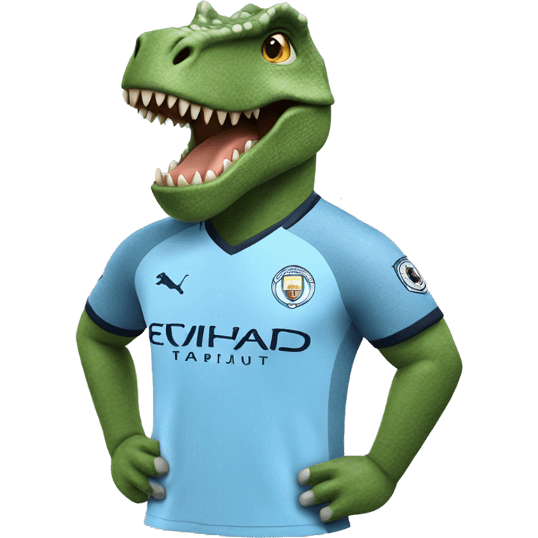 dinosaur in a man city shirt emoji