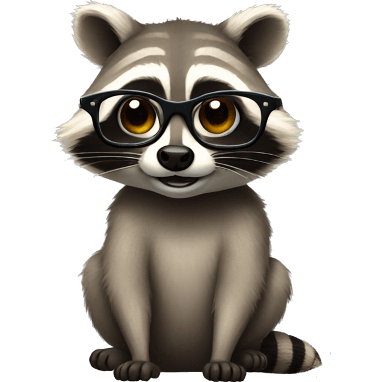 raccoon with round big glasses emoji