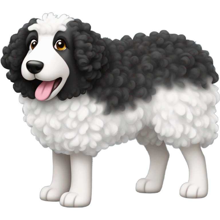 Black and white curly haired sheep dog emoji