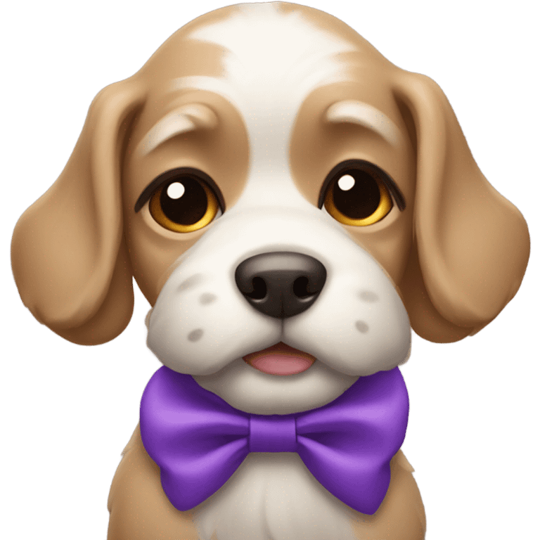 A dog with a purple bow emoji