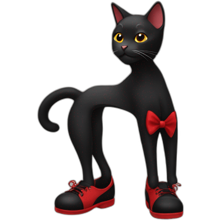 A Black cat with red shoes emoji