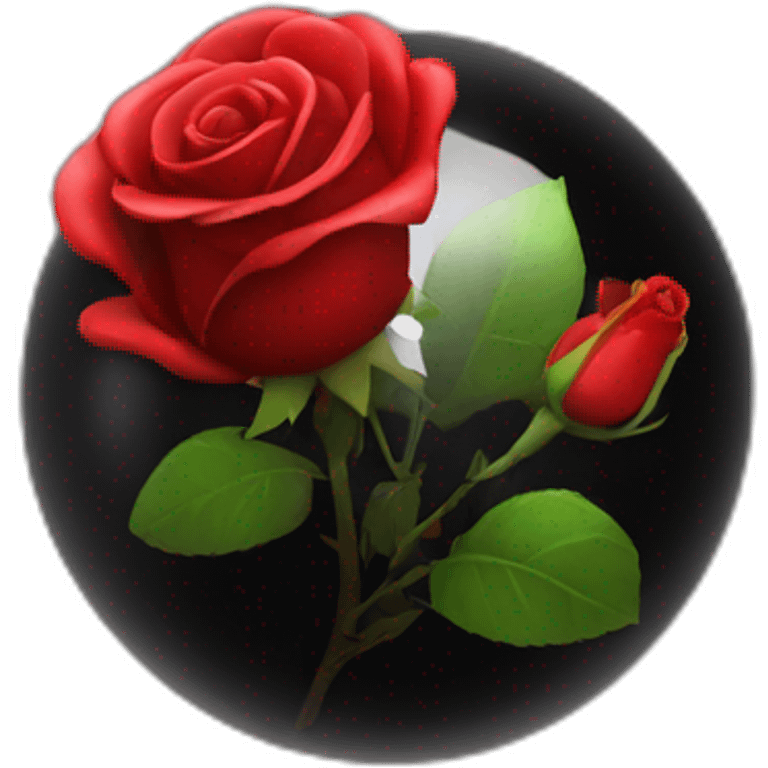 Red rose in a black glass sphere  emoji