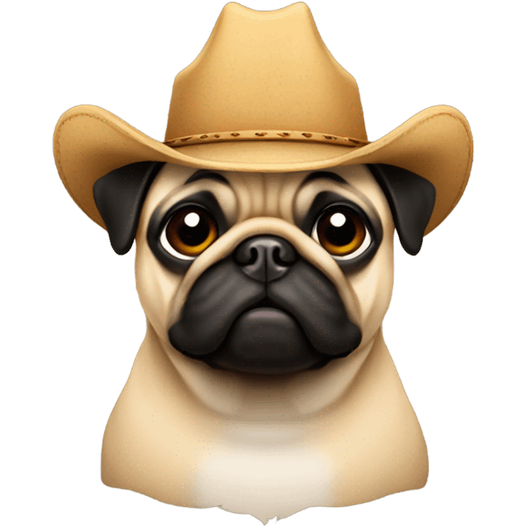 pug wearing a cowboy hat emoji