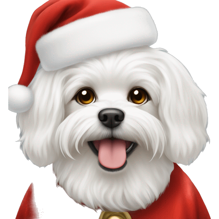  white maltese dog and Santa Claus  emoji