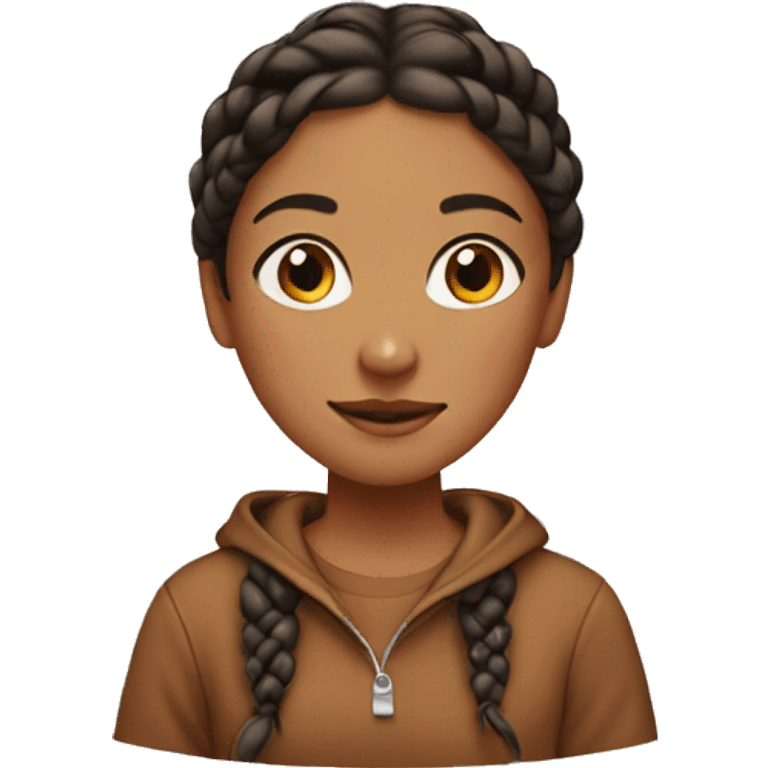 a girl with braids and a brown sweatshirt  emoji