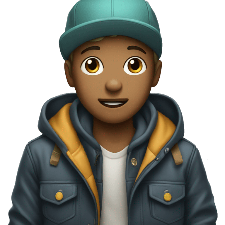 Boy amazed wearning jacket and cap emoji