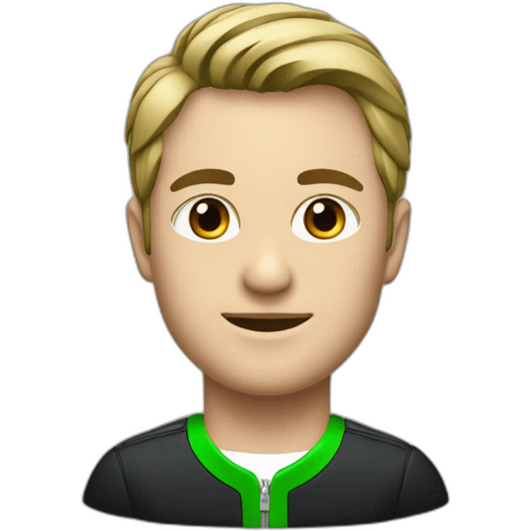 F1 racer, Red Green hemlet, black suit emoji