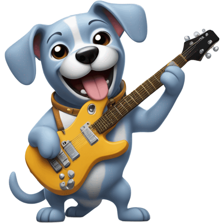 Dog shredding on a guitar emoji