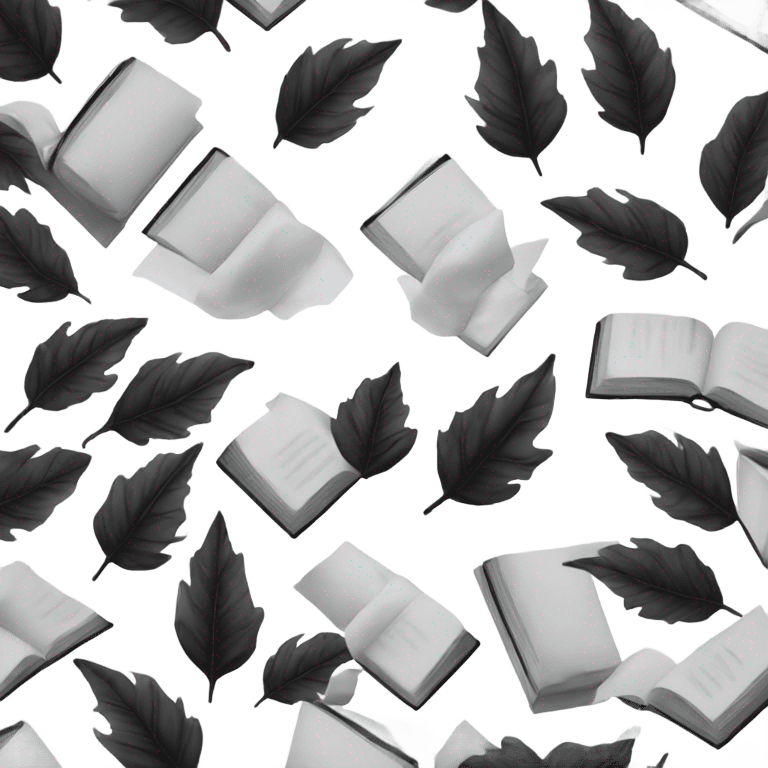 white books with black leaves emoji