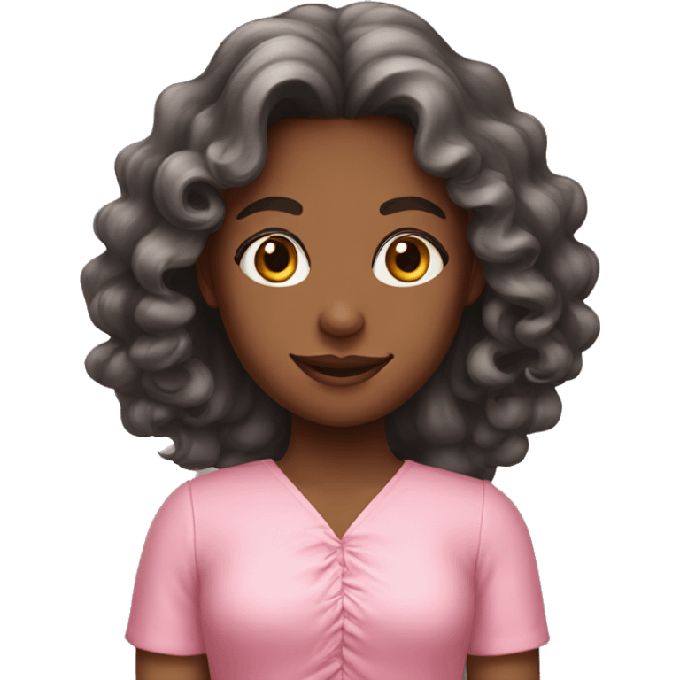 a girl with long curl hair wear pink dress  emoji