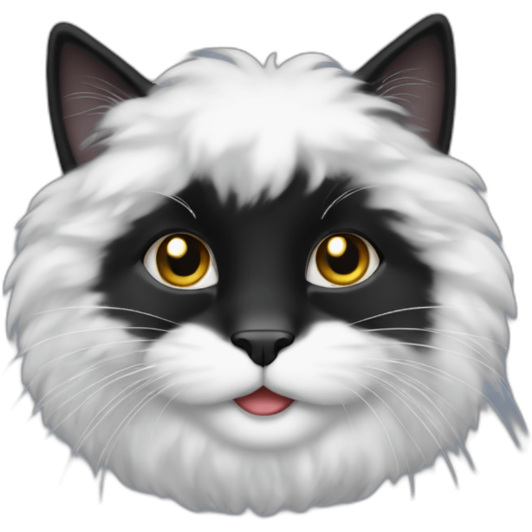 Fluffy black cat with white chin emoji