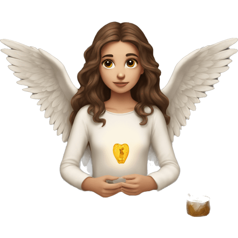 Beautiful angelic girl with straight brown hair with tarot cards emoji