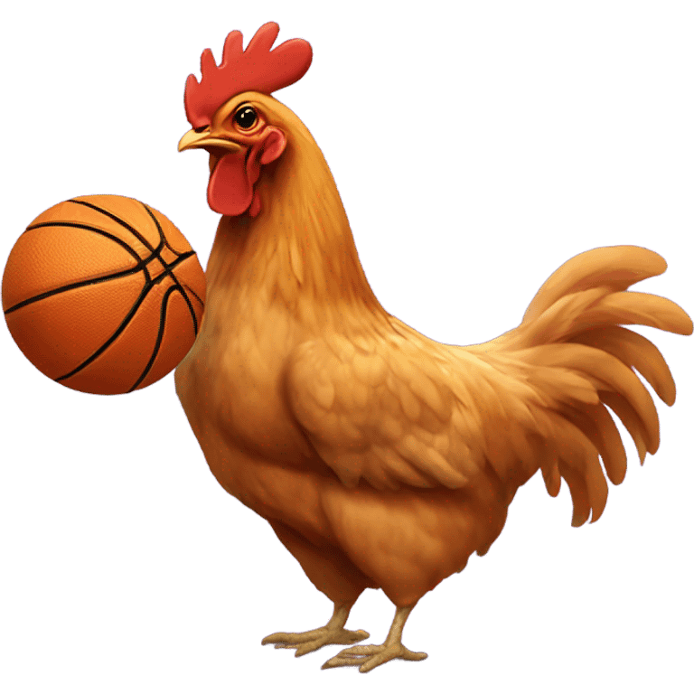 one chicken is playing basketball emoji