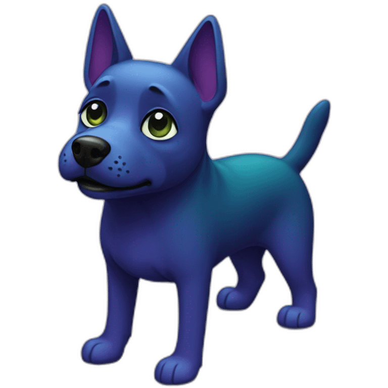 Purple blue green black dog emoji