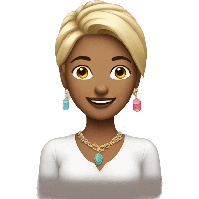 happy female portrait with accessories emoji