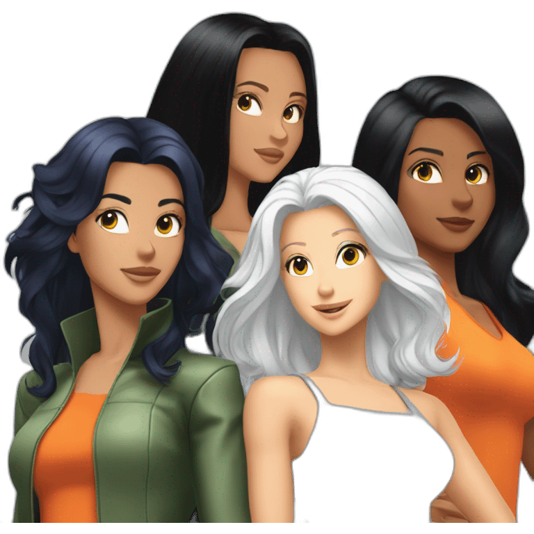 totally spies three girls white hair black hair orenge hair emoji