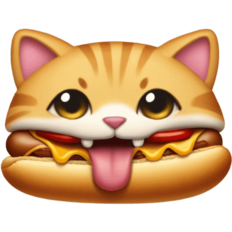 Cat eating a hotdog emoji