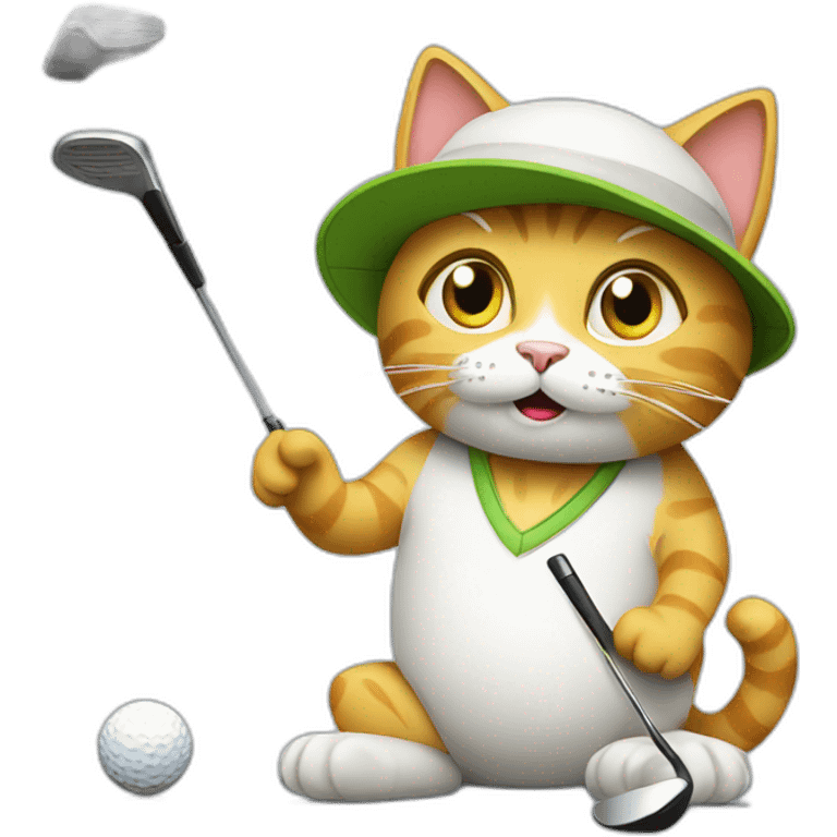 Cat play golf emoji