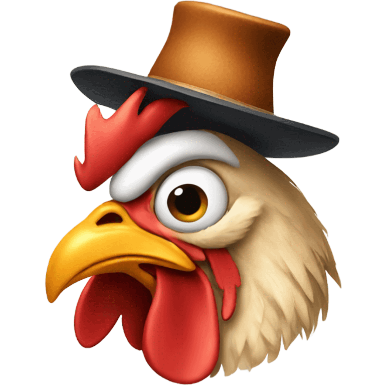 Rooster wearing hat emoji