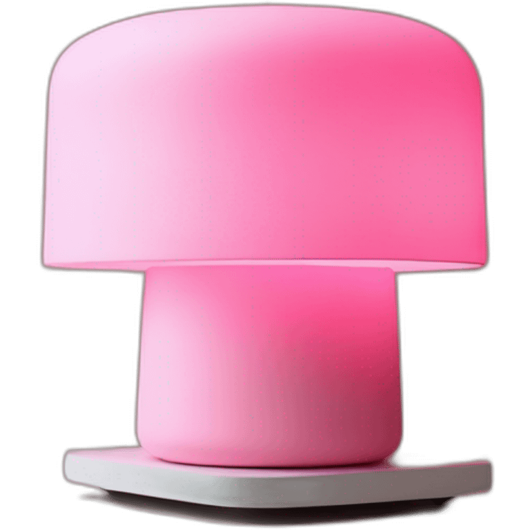 A pink colour light lamp on a table at the corner of a room having brick design walls emoji